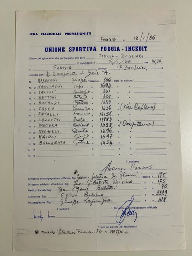 Foggia vs cagliari - 16/01/66,