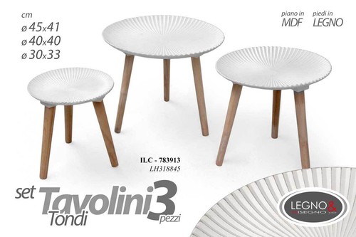 Set tris tavolini tavolo - tavolo, piedi