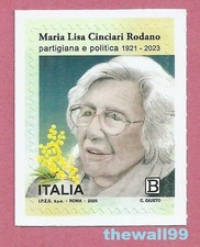 ITALIA 2025  Maria Lisa Cinciari Rodano - Partigiana  FRANCOBOLLO SINGOLO