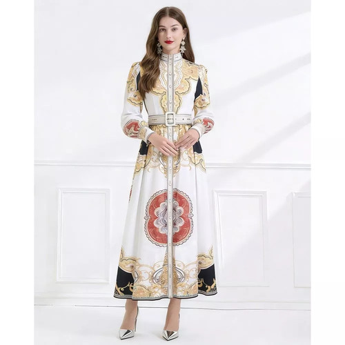 Vestito lungo elegante stampa - lungo,