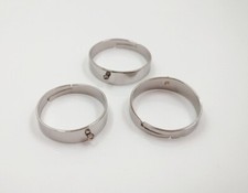 2pz base anelli regolabile 17mm in acciaio inox con 1 anellino colore platino