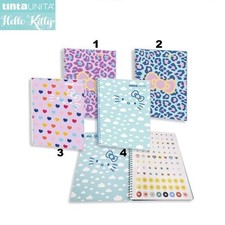Maxi Quaderno Hello Kitty Tinta Unita Spiralato Stickers A4 1Rigo 70fg 80gr/mq