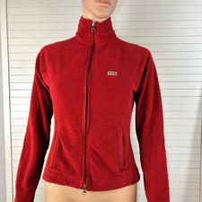 Napapijri Women's Full Zip Red Fleece Jacket w Elbow Patches and Pockets S