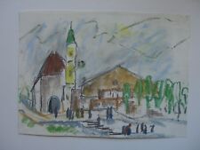 ::VEDUTA DI ULM GESSO AD OLIO FIRMATO BATTISTA CHIESA CITTÀ VECCHIA EREDITÀ STRADA