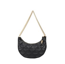 Borsa mezzaluna e tracolla da donna Tosca Blu, pelle nero, nuova con etichetta