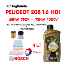 KIT TAGLIANDO PEUGEOT 208 1.6 HDI 55KW 73KW+OLIO TOTAL QUARTZ INEO FIRST 0W30