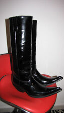 JONES Mens Custom  Genuine Black Patent Leather Cowboy Boots Size 44 Eu 9,5Uk