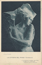 CARTOLINA  ARTE SCULTURA ARRIGO MINERBI LA VITTORIA DEL PIAVE NON VIAGGIATA