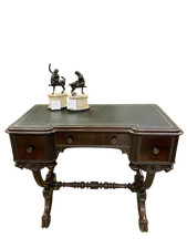 Antico tavolo piccola scrivania scrittoio dell'800 in mogano Spagna