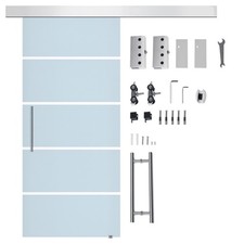 HOMCOM Porta Scorrevole Vetro Satinato 8mm con Maniglia Casa Ufficio 205x102.5cm