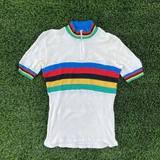 Maglia maglia ciclismo vintage Bellwether campione del mondo righe arcobaleno