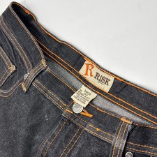 Jeans RISK Baggy Raw Denim Uomo 34x32 Nero Arancione Punto Y2K Skate Streetwear