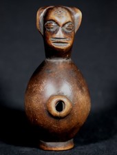 Arte Africano tribal - Fischietto Chokwe IN Legno Antico E Non-Comuni - 10,5 CMS