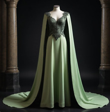 Abiti da sposa vintage in raso verde applicazioni in pizzo linea A mantello abiti da sposa