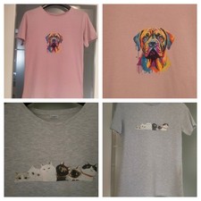 2 T-shirt Donna Sportive con Disegni Di Animali Misura XS