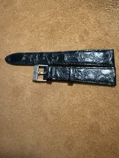 Universal Geneve 20mm X 14mm Strap With StainlessBuckle N.O.S. Croc Black