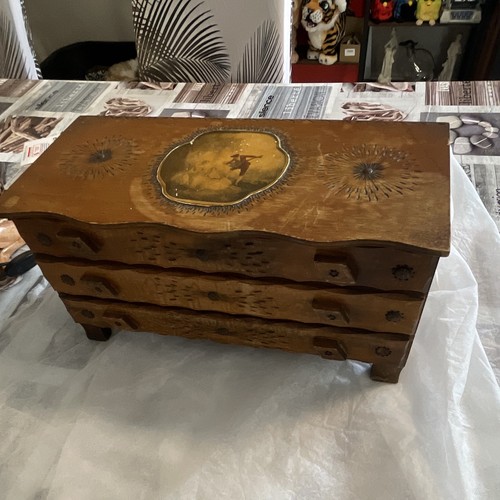 Boîte bijoux vintage bois - boîte,