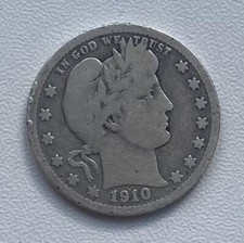 1910 STATI UNITI USA - LIBERTY Barbiere Quarto Dollaro Moneta Argento