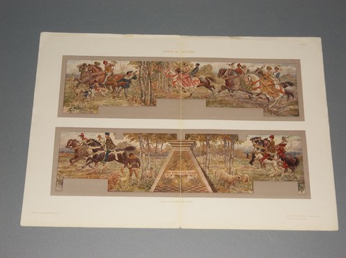 1910 italian print - "caccia, al