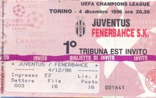 BIGLIETTI TICKET - JUVENTUS - FENERBAHCE - UEFA CHAMPIONS LEAGUE 4/12/1996