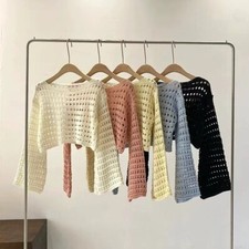 Maglione elegante lavorato a maglia all'uncinetto per copricostume bikini spiaggia estate