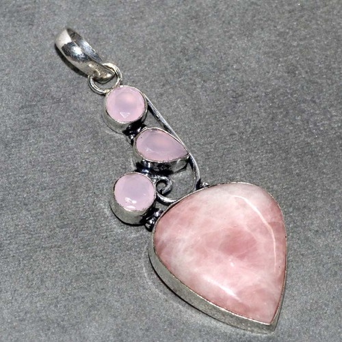Ciondolo lungo calcedonio rosa