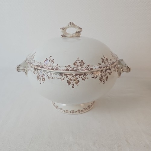 Soupière décor mignon sepia - décor,