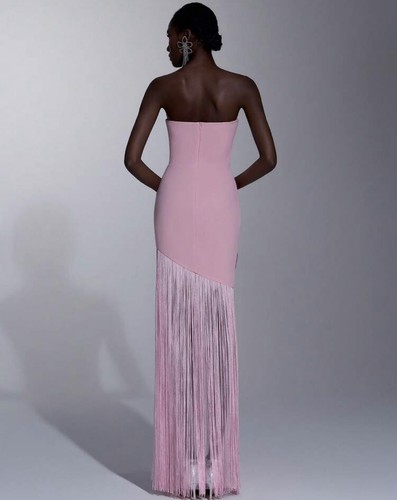 Luxury pink floral fringe - floral, gown