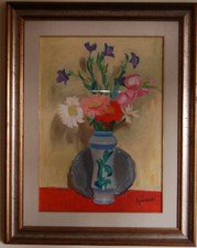 RICCHETTI LUCIANO olio su tela "Fiori"anni'60 70x50