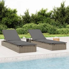 Gray PE Rattan Sunbed Set of 3