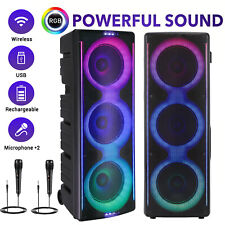 Altoparlante Bluetooth triplo 10" sistema PA subwoofer portatile karaoke DJ LED AUX MIC