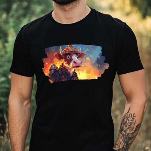 Shirt uomo mucca pompiere - t-shirt,
