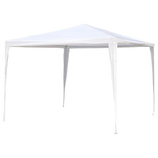 Gazebo 3x3 Pieghevole Impermeabile Telo Bianco Polietilene da Esterno Giardino