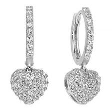 Orecchini Miluna Donna Argento 925 Cerchietto Cuore Pavé Topazi Bianchi _ERD3111