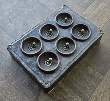 Interruttore luce industriale Crabtree 6 bande vintage pressofuso (recuperato, recupero)