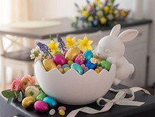 Lapin de Pâques blanc avec