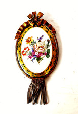 PLACCA DA PARETE - PORCELLANA DIPINTA A MANO - LIMOGES - CORNICE METALLO DORATO