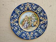 ANTICO XIX sec GRANDE PIATTO ISTORIATO DI CERAMICA NAPOLETANA DIPINTO A MANO