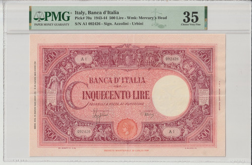 Italy 500 lire 1943 series - italy,,
