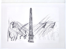 Mario Ceroli Piazza del Popolo Litografia formato 52 x 37 cm. Seat 1984