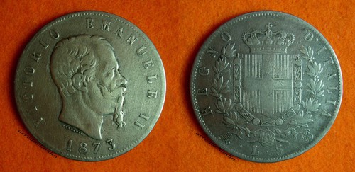 Lire 1873 zecca milano spl - zecca, spl-