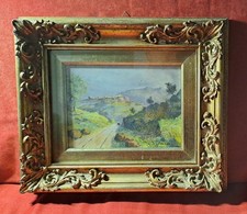 Quadro Antico. Olio su tavola,18x24; cornice 35x41; metà '900; firmato
