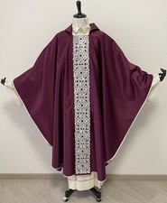 Casula viola morello con stolone passamaneria argento Kasel Chasuble Ornat