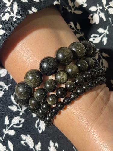 Ossidiana oro bracciale - bracciale, 6-14mm