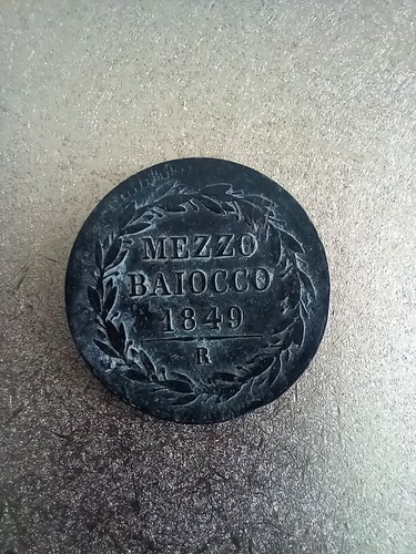 Moneta mezzo baiocco - moneta, 1849