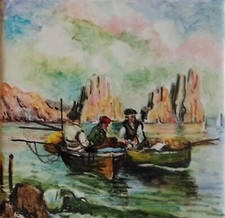 CERAMICA MAIOLICA CAPRI 10x10 CM DIPINTA A MANO MADE IN ITALY