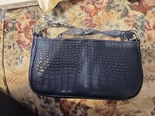 Borsa/borsa Leviro piccola in pelle blu nuova con scatola