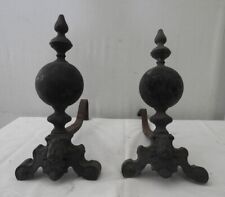 Coppia di Antichi Alari per caminetto in ferro battuto e ottone - alare