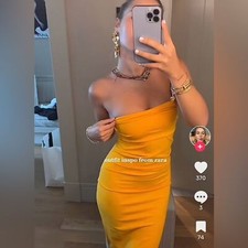 ZARA Fitted midi bandeau dress