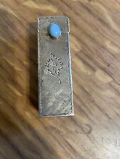 Porta ROSSETTO E SPECCHIO ARGENTO 800 CESELLATO trucco,pietra azzurra ART DECO'